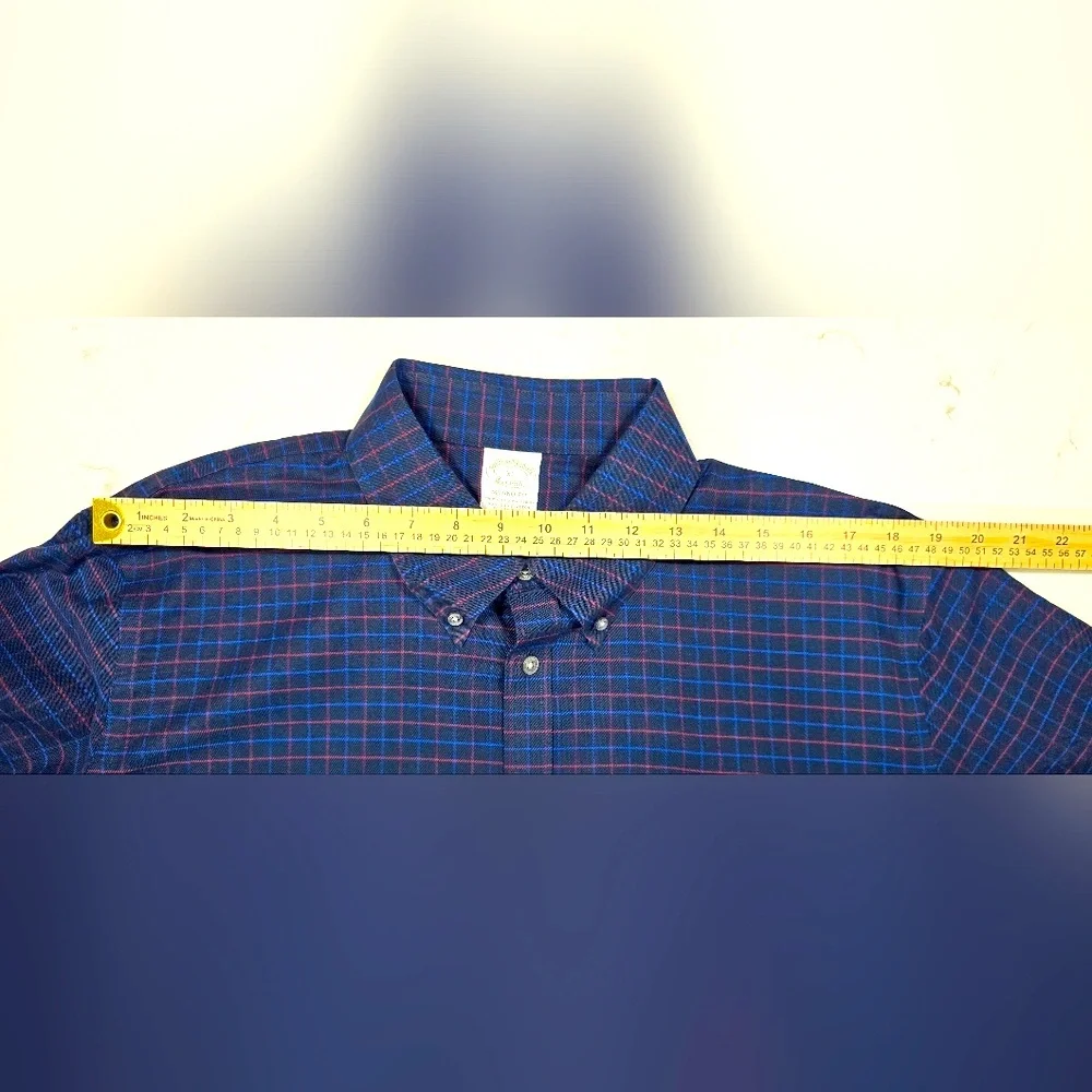 NWOT Brooks Brothers MILANO‎ Non-Iron Stretch Plaid Long Sleeve Butyon Down XL